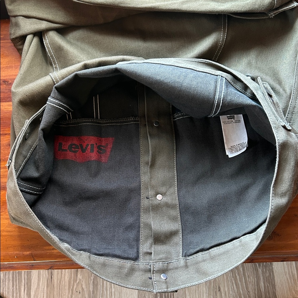LEVI'S Standard-Fit Olive Green Denim Trucker Jacket XXL - Picture 7 of 8